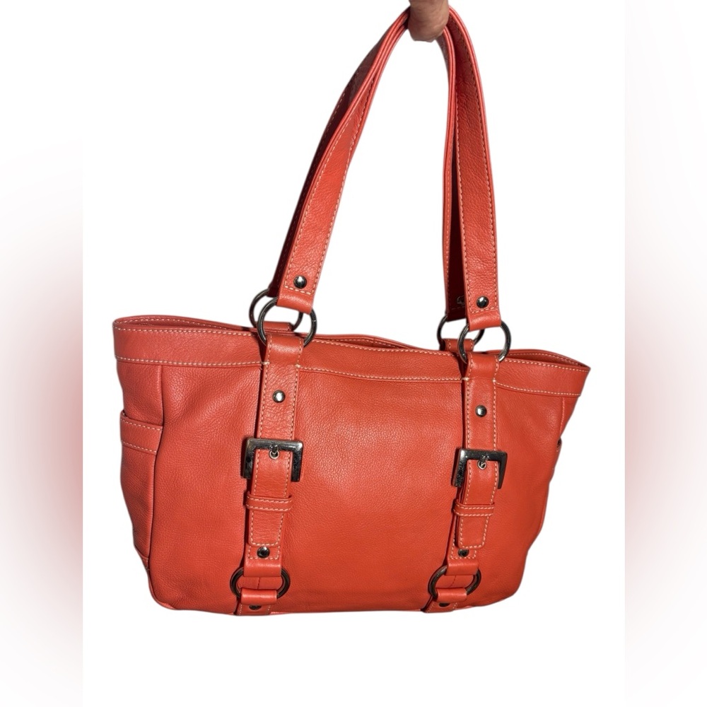 Soplaco Elegant Orange Leather Tote Shoulder Bag